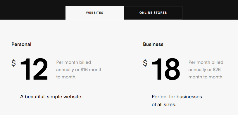 squarespace pricing